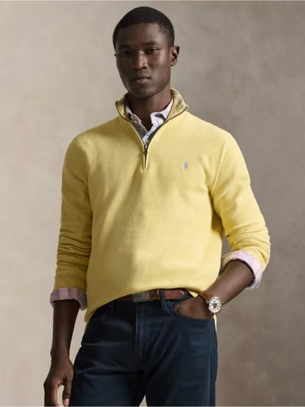 Ralph Lauren Pale Yellow Quarter-Zip Pullover